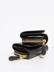 Coach 7331 Small Trifold Wallet In Signature Canvas Brown Black