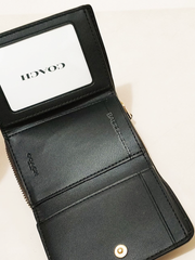 Coach 7331 Small Trifold Wallet In Signature Canvas Brown Black
