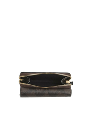 Coach 7331 Small Trifold Wallet In Signature Canvas Brown Black