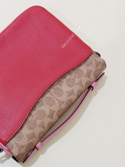 Coach 74091 Cassie Signature Blocking Crossbody Tan Red Apple