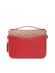 Coach 74091 Cassie Signature Blocking Crossbody Tan Red Apple