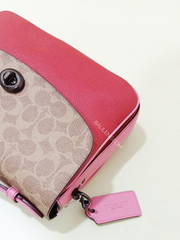 Coach 74091 Cassie Signature Blocking Crossbody Tan Red Apple