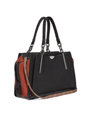 Coach 80564 Dreamer With Signature Canvas Patchwork Stripes And Snakeskin Detail Tan Black Multi