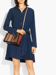 Coach 80564 Dreamer With Signature Canvas Patchwork Stripes And Snakeskin Detail Tan Black Multi