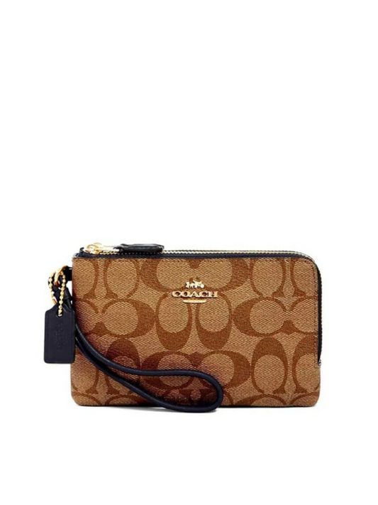 Coach 87591 Small Double Zip Signature Khaki Midnight