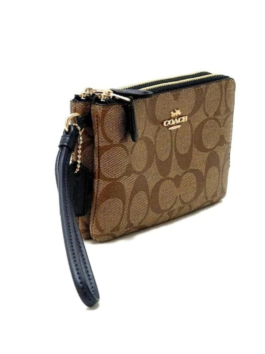 Coach 87591 Small Double Zip Signature Khaki Midnight