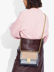 Coach 89070 Hutton Shoulder Bag In Colorblock Brass/Taupe Granite Multi