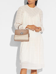 Coach 89121 Parker Top Handle In Signature Canvas Sand Taupe