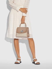 Coach 89121 Parker Top Handle In Signature Canvas Sand Taupe