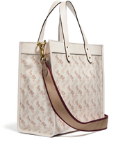 Coach 89143 Field Tote With Horse And Carriage Print Chalk Taupe