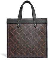 Coach 89143 Field Tote With Horse And Carriage Print Truffle Black
