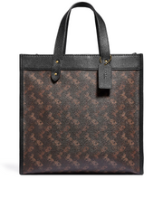 Coach 89143 Field Tote With Horse And Carriage Print Truffle Black