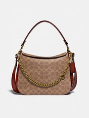 Coach 89177 Crossbody Signature Chain Hobo Tan Rust
