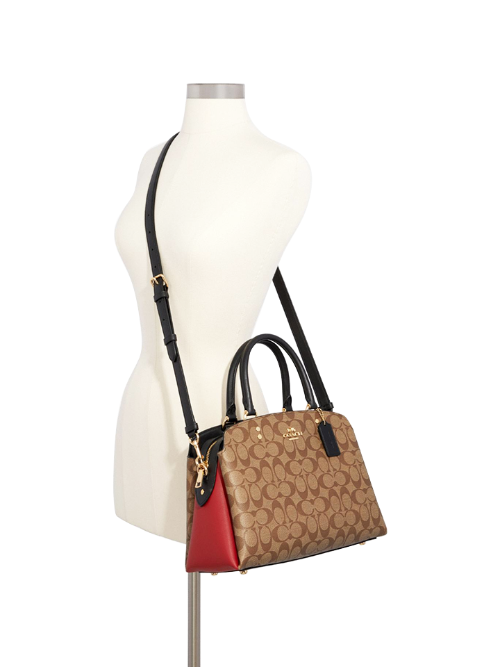 Coach 91016 Lillie Carryall In Colorblock Signature Canvas Khaki Multi Balilene