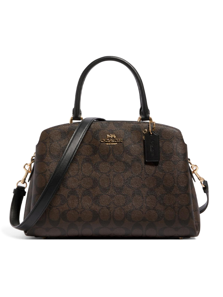 Coach-91495-Lillie-Carryall-In-Signature-Canvas-Brown-Black-Balilene-depan