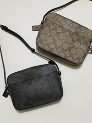 Coach 91677 Mini Camera Bag In Signature Canvas Brown Black