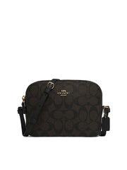 Coach 91677 Mini Camera Bag In Signature Canvas Brown Black