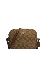 Coach 91677 Mini Camera Bag In Signature Canvas Saddle