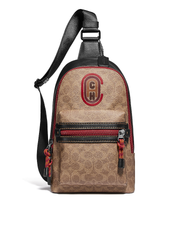 Coach Academy Pack In Signature Canvas With Patch Black Copper/khaki