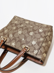 Coach Alice Satchel In Signature Canvas With Snowflake Print Khaki/Gold Multi