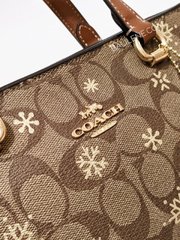Coach Alice Satchel In Signature Canvas With Snowflake Print Khaki/Gold Multi