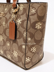 Coach Alice Satchel In Signature Canvas With Snowflake Print Khaki/Gold Multi