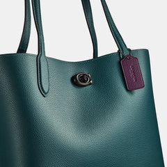 Coach C0690 Willow Tote With Signtaure Canvas Interior Forest
