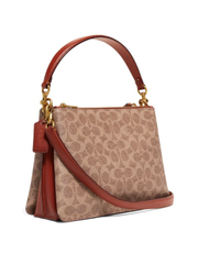 Coach C0696 Turnlock Clasp Crossbody Signature Tan Rust