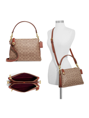 Coach C0696 Turnlock Clasp Crossbody Signature Tan Rust