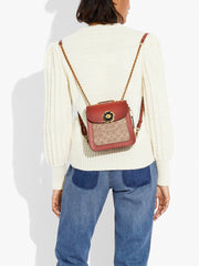 Coach C0828 Madison Convertible Backpack 18 In Signature Canvas Tan Rust