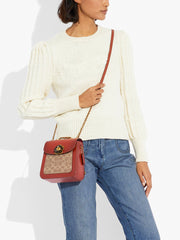 Coach C0828 Madison Convertible Backpack 18 In Signature Canvas Tan Rust