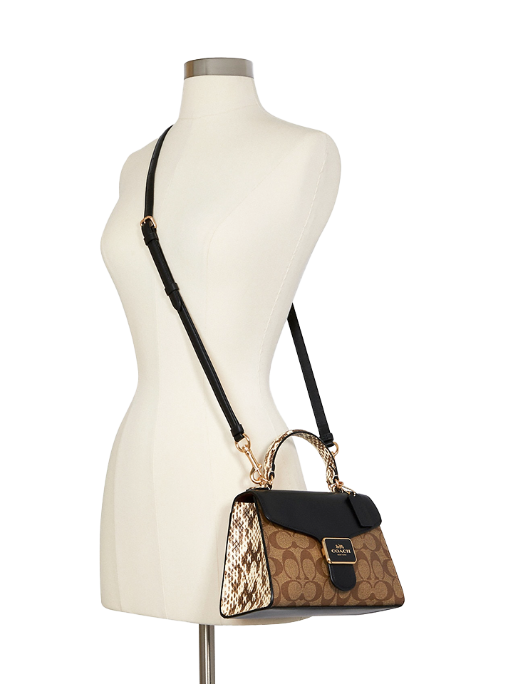 gambar-Coach-C1325-Pepper-Satchel-In-Signature-Canvas-Khaki-Black-Multi-Balilene-onmodel