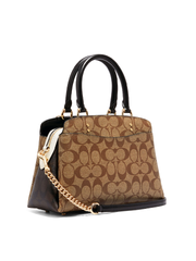 Coach Mini Lillie Carryall In Blocked Signature Canvas Khaki Brown Multi