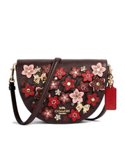 Coach C2176 Daisy Applique Ellen Crossbody Bag Oxblood Red Multi
