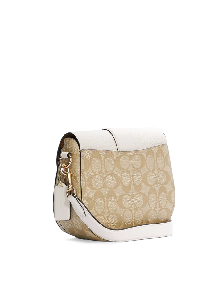 Coach C2806 Georgie Saddle Bag In Colorblok Signature Light Khaki Chal Balilene