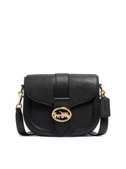 Coach C3241 Georgie Saddle Pebble Leather Bag Black
