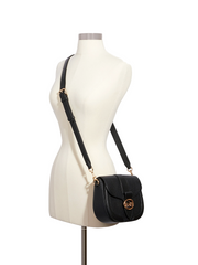 Coach C3241 Georgie Saddle Pebble Leather Bag Black