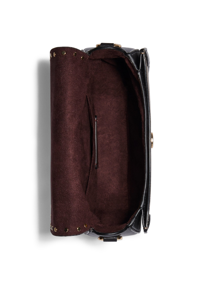 Georgie saddle bag in colorblock signature discount canvas with rivets