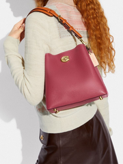 Coach C3766 Willow Bucket Bag In Colorblock Rouge Multi