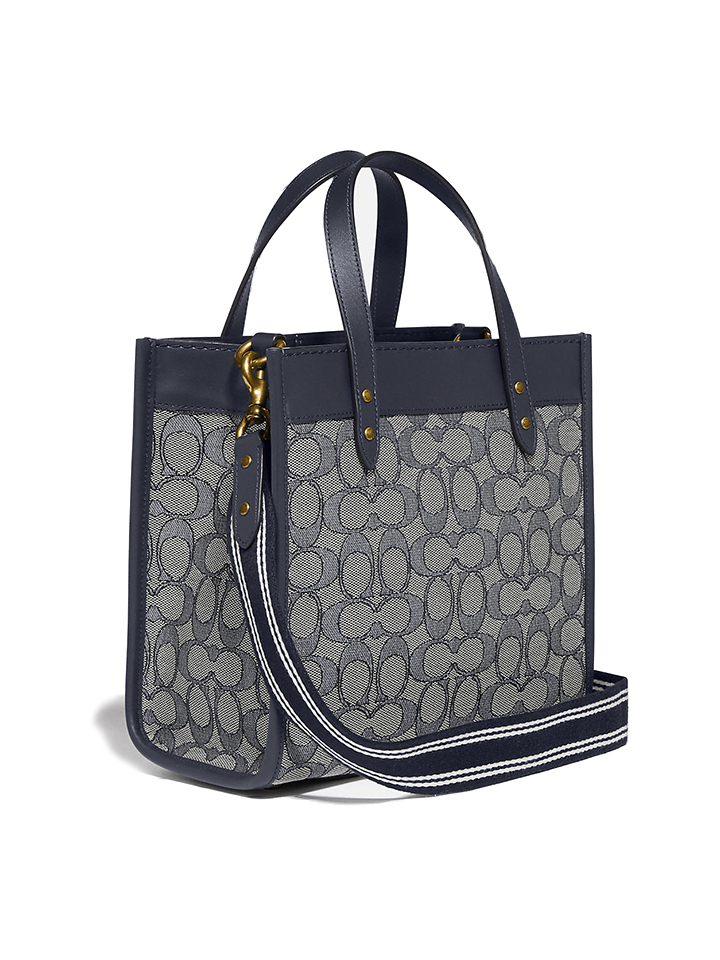 Coach zip top tote in signature jacquard clearance