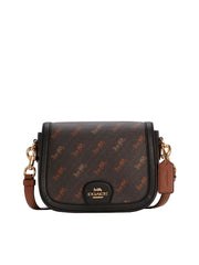 Coach C4059 Saddle Bag With Horse And Carriage Dot Print Black