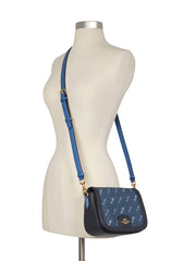 Coach C4059 Saddle Bag With Horse And Carriage Dot Print Denim