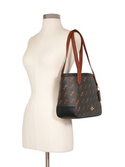 Coach C4060 Horse And Carriage Tote 27 With Horse And Carriage Dot Print Black