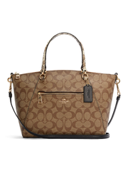 Coach C4293 Prairie Satchel In Colorblock Signature Canvas Khaki Black Multi