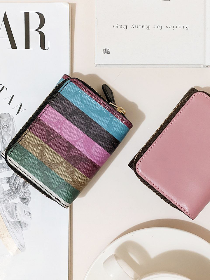 Striped coach discount wallets for women