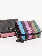Coach C6023 Small Trifold Wallet In Signature Canvas With Stripe Print