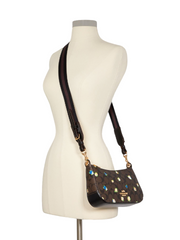 Coach C6823 Jes Baguette In Signature Canvas With Vintage Mini Rose Print Brown Black Multi