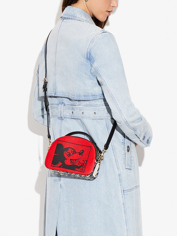 Coach-C6977-Disney-Mickey-Mouse-X-Keith-Haring-Serena-Satchel-Electric-Red-Multi-Balilene-onmodel