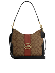 Coach C7229 Georgie Hobo In Colorblock Signature Canvas Khaki/Terracotta Multi
