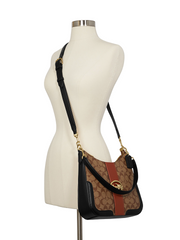 Coach C7229 Georgie Hobo In Colorblock Signature Canvas Khaki/Terracotta Multi